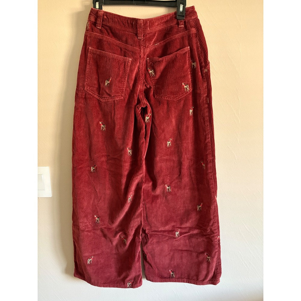 We The Free Clifton Corduroy Pant 26 Embroidered Deer Wide Leg Boho Whimsy Fall - Picture 4 of 11